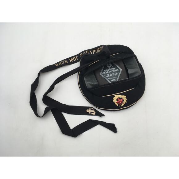 Soviet USSR Russian Military Navy Uniform Cap with Ribbons 1985 Size 53 - Picture 5 of 6